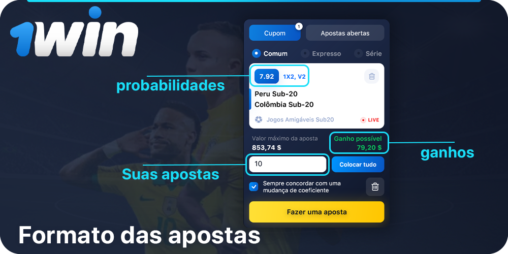 Formato das apostas em 1Win para jogadores brasileiros