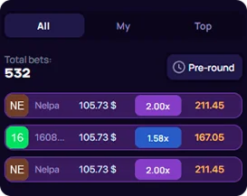 Panel with stats 1win Lucky Jet