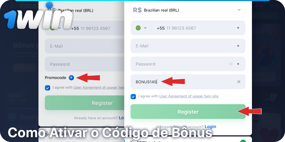 Instruções passo a passo sobre como ativar um código promocional no site 1Win no Brasil