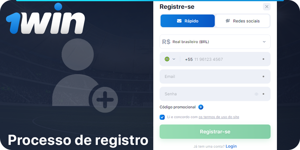 1Win processo de registro