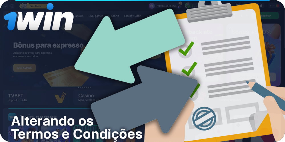 Alteração dos termos e condições do site 1Win